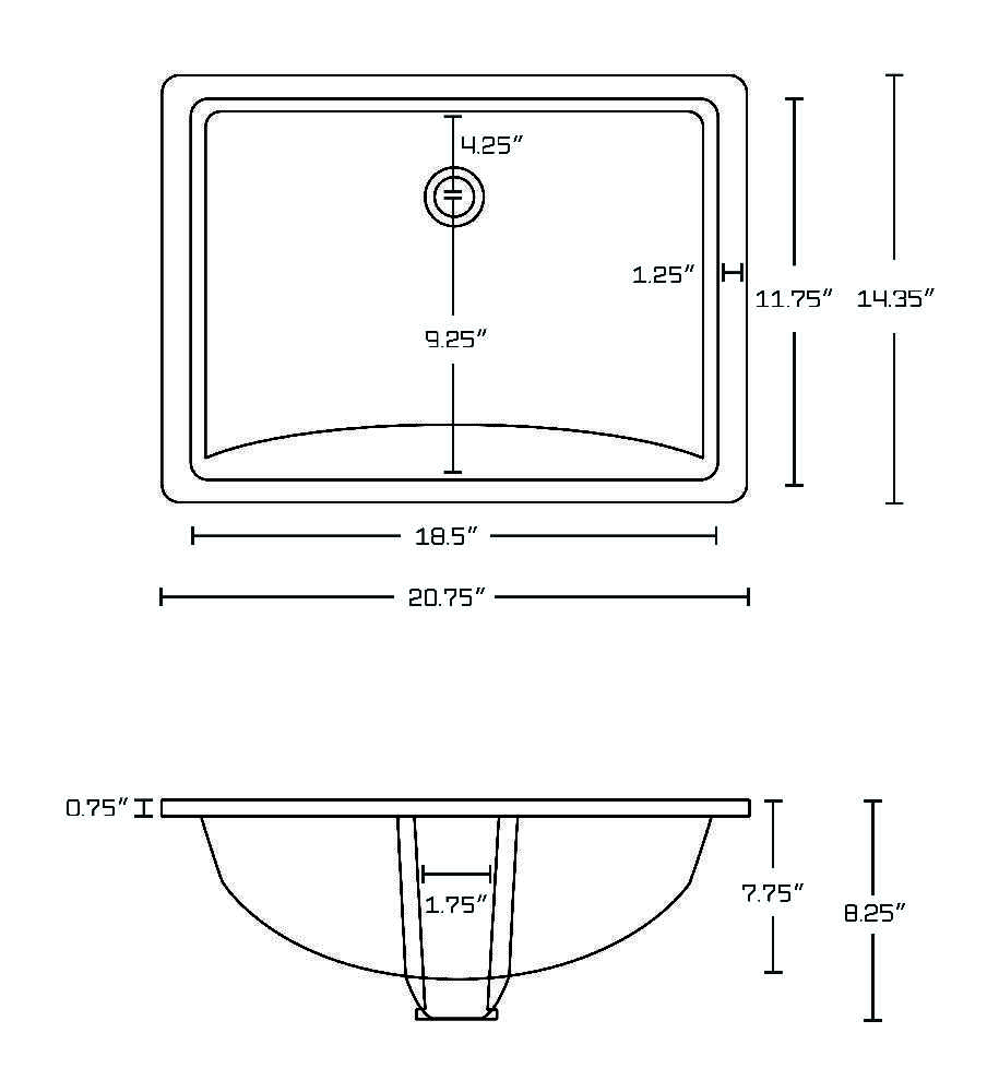 20.75-in. x 14.35-in. Ceramic Bathroom Undermount Sink In Biscuit CSA