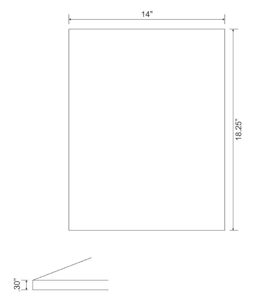 14-in. W X 18.25-in. D Glass Top In Black Color