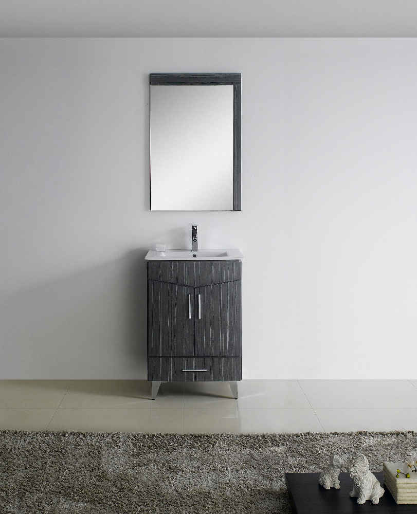 24-in. W 17-in. D Modern Plywood-Melamine Vanity Base Set Only In Dawn Grey