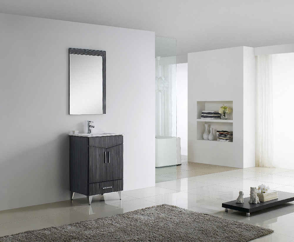 24-in. W 17-in. D Modern Plywood-Melamine Vanity Base Set Only In Dawn Grey