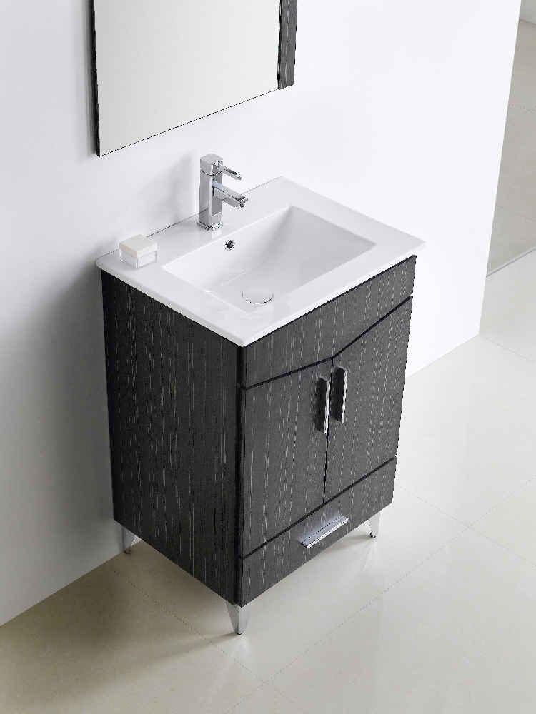 24-in. W 17-in. D Modern Plywood-Melamine Vanity Base Set Only In Dawn Grey