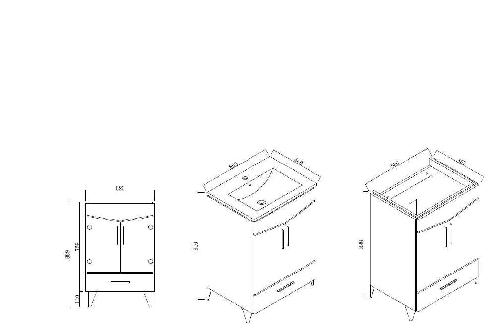 24-in. W 17-in. D Modern Plywood-Melamine Vanity Base Set Only In Dawn Grey