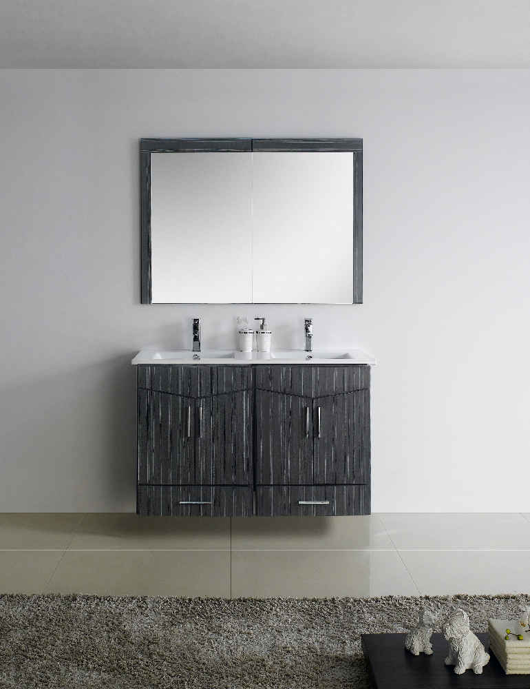 46-in. W 18-in. D Modern Wall Mount Plywood-Melamine Vanity Base Set Only In Dawn Grey