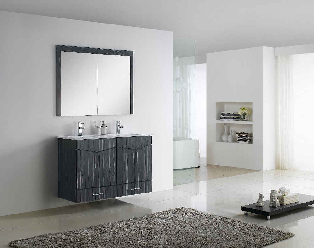 46-in. W 18-in. D Modern Wall Mount Plywood-Melamine Vanity Base Set Only In Dawn Grey