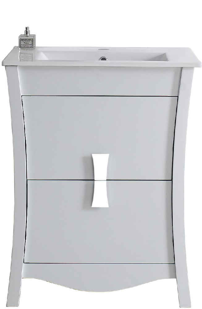 23.75-in. W Floor Mount White Vanity Set For 1 Hole Drilling 
