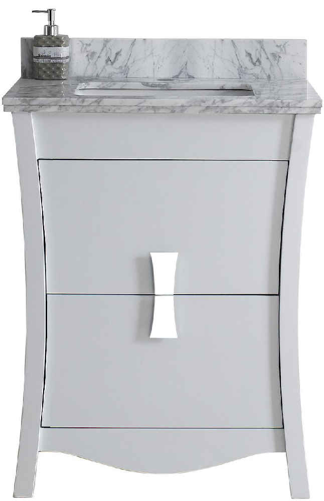 23.75-in. W Floor Mount White Vanity Set For 1 Hole Drilling Bianca Carara Top Biscuit UM Sink