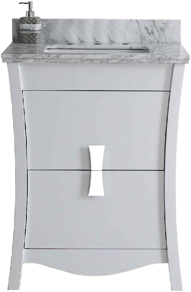23.75-in. W Floor Mount White Vanity Set For 3H8-in. Drilling Bianca Carara Top White UM Sink