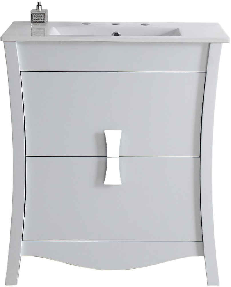 30-in. W Floor Mount White Vanity Set For 3H8-in. Drilling 