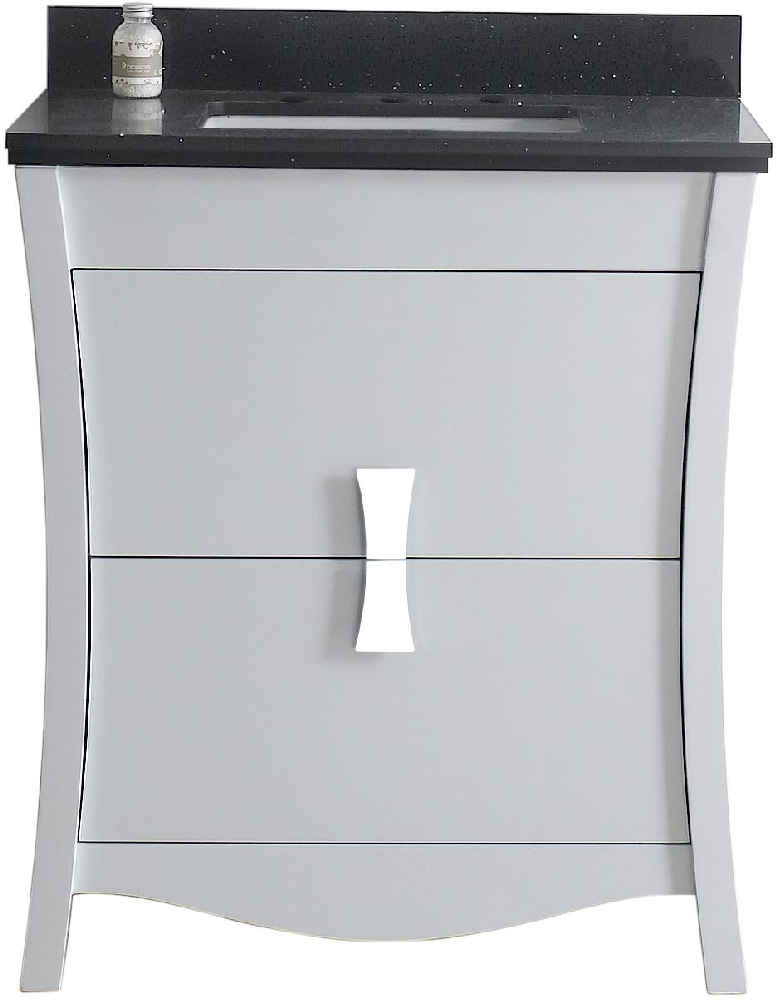 30.5-in. W Floor Mount White Vanity Set For 3H8-in. Drilling Black Galaxy Top White UM Sink