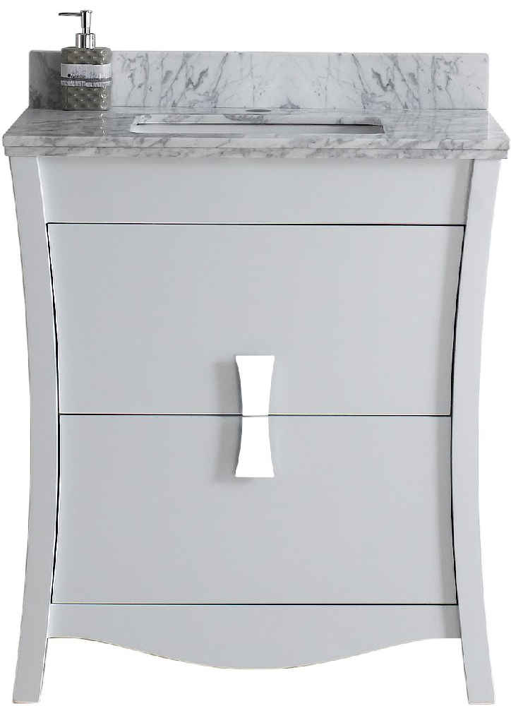 30.5-in. W Floor Mount White Vanity Set For 1 Hole Drilling Bianca Carara Top White UM Sink