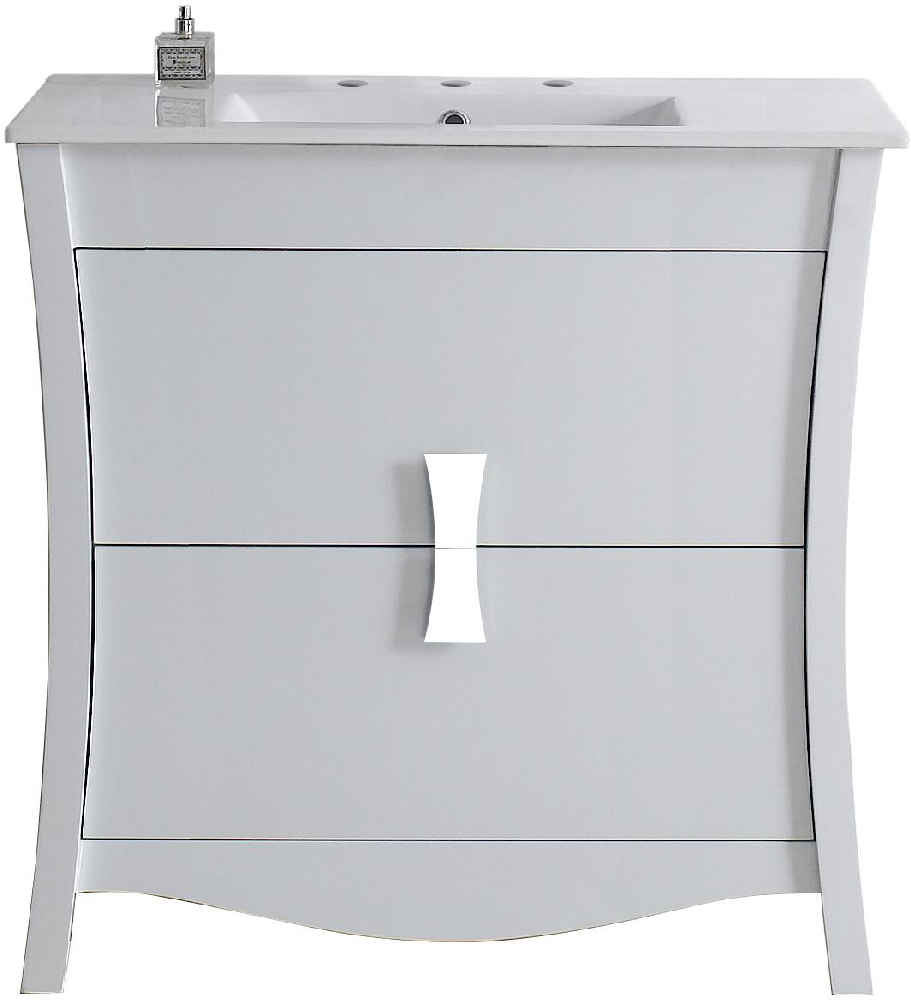 35.5-in. W Floor Mount White Vanity Set For 3H8-in. Drilling 