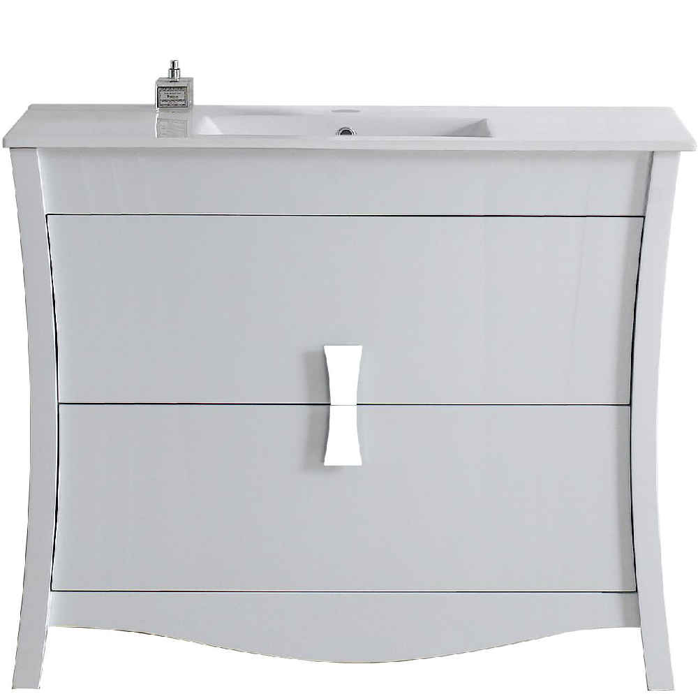 47.6-in. W Floor Mount White Vanity Set For 1 Hole Drilling Black Galaxy Top White UM Sink