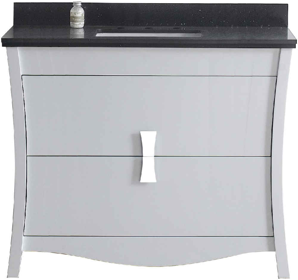 47.6-in. W Floor Mount White Vanity Set For 3H8-in. Drilling Black Galaxy Top White UM Sink