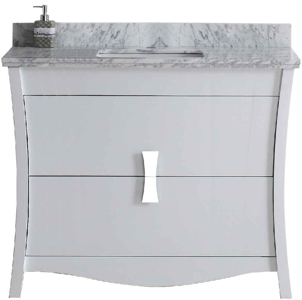 47.5-in. W Floor Mount White Vanity Set For 1 Hole Drilling Bianca Carara Top White UM Sink