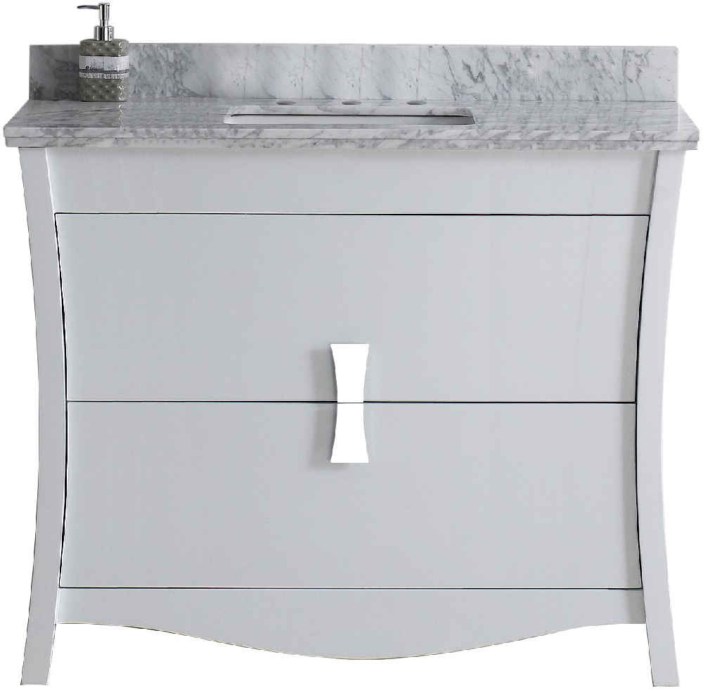 47.6-in. W Floor Mount White Vanity Set For 3H8-in. Drilling Bianca Carara Top Biscuit UM Sink