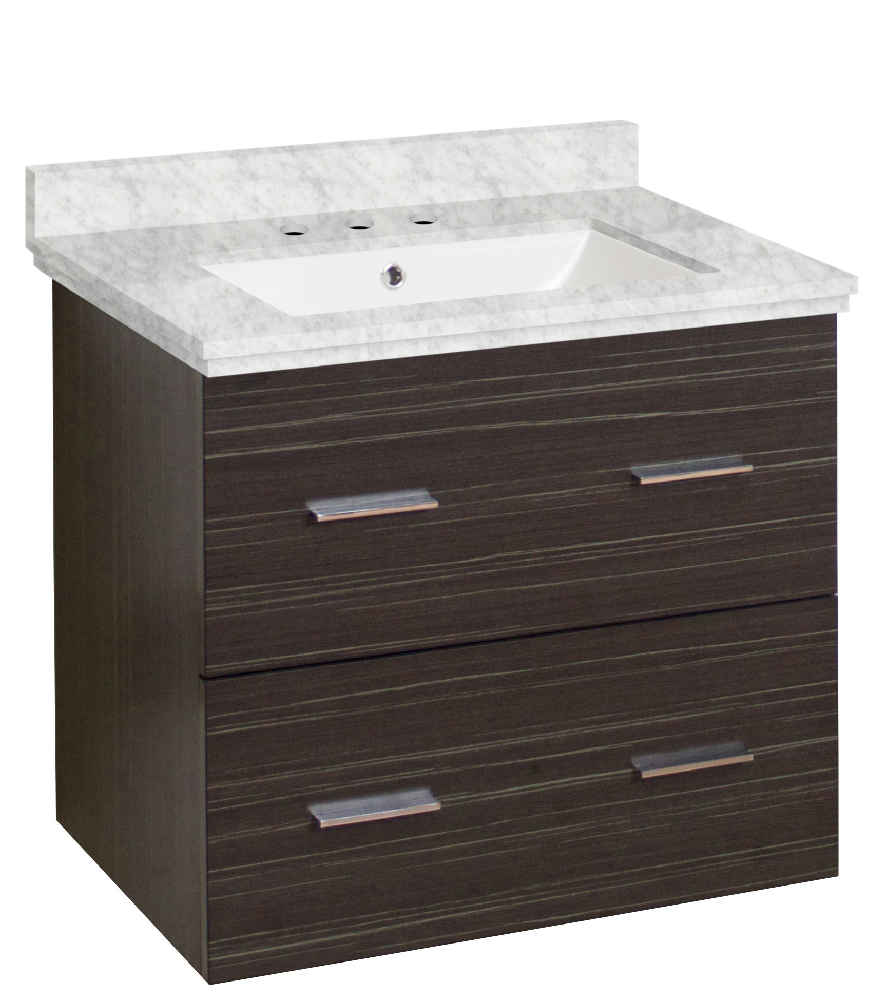23.75-in. W Wall Mount Dawn Grey Vanity Set For 3H8-in. Drilling Bianca Carara Top White UM Sink