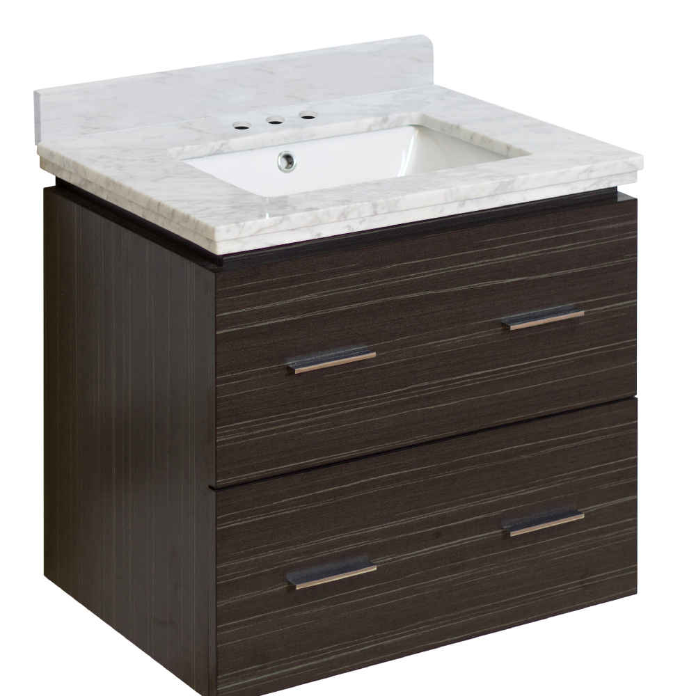 23.75-in. W Wall Mount Dawn Grey Vanity Set For 3H4-in. Drilling Bianca Carara Top White UM Sink
