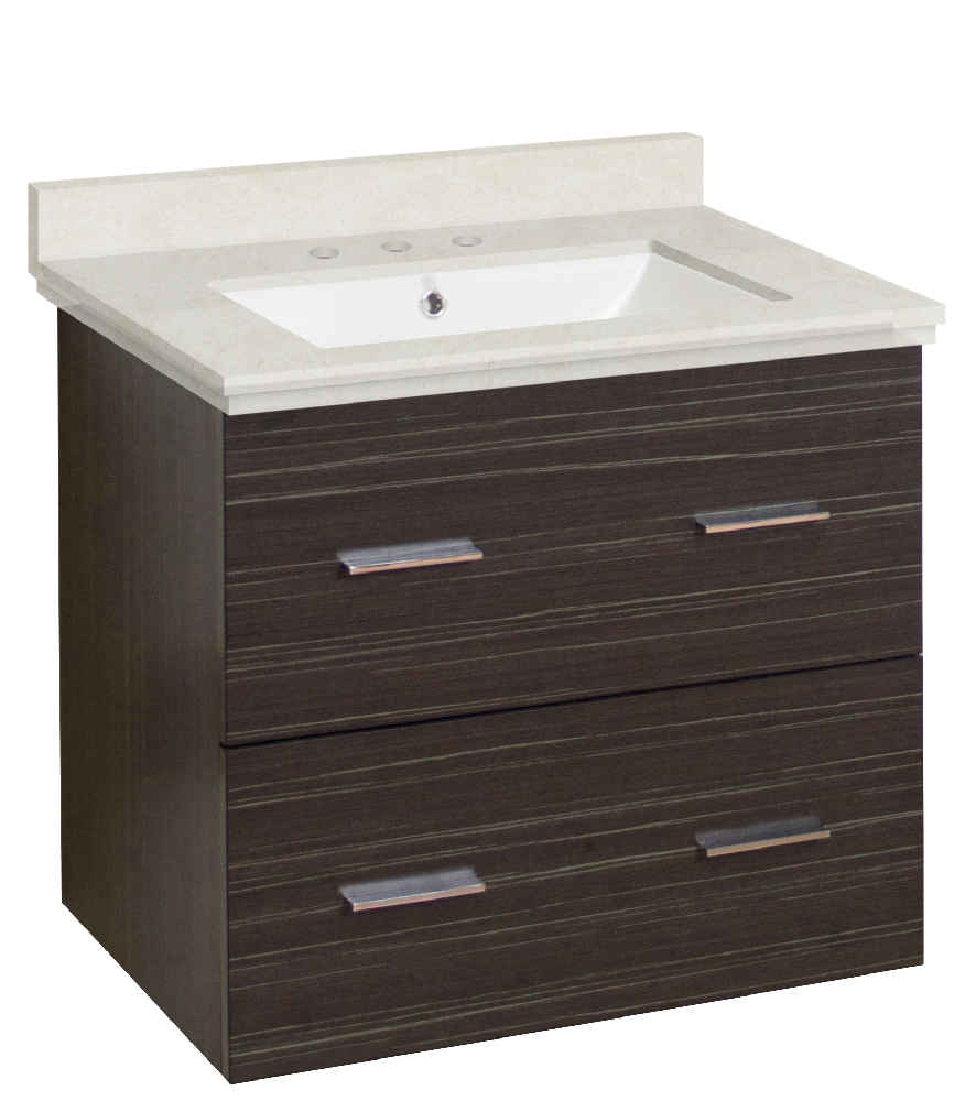 23.75-in. W Wall Mount Dawn Grey Vanity Set For 3H8-in. Drilling Beige Top White UM Sink