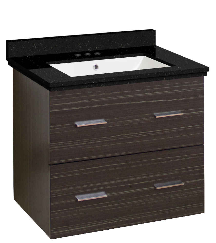 23.75-in. W Wall Mount Dawn Grey Vanity Set For 3H4-in. Drilling Black Galaxy Top White UM Sink