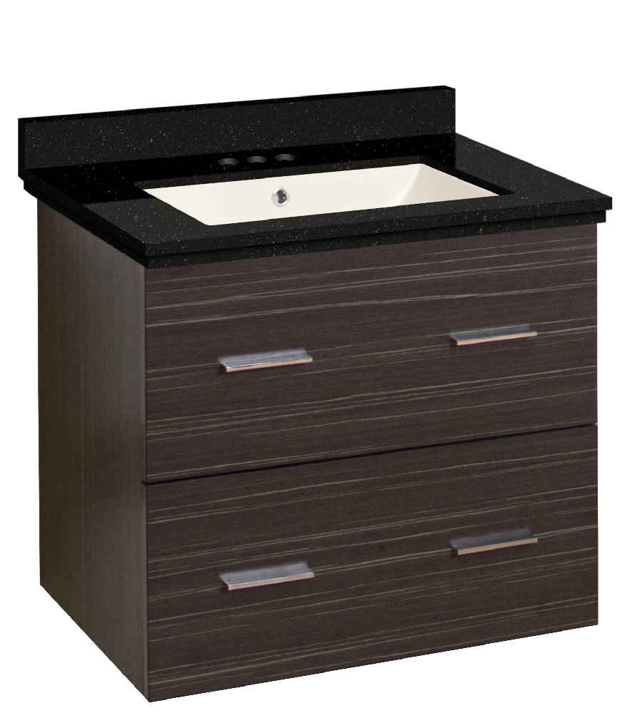 23.75-in. W Wall Mount Dawn Grey Vanity Set For 3H4-in. Drilling Black Galaxy Top Biscuit UM Sink