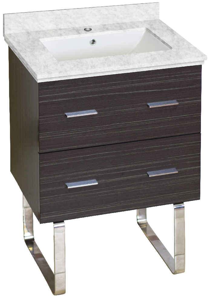 23.75-in. W Floor Mount Dawn Grey Vanity Set For 1 Hole Drilling Bianca Carara Top White UM Sink