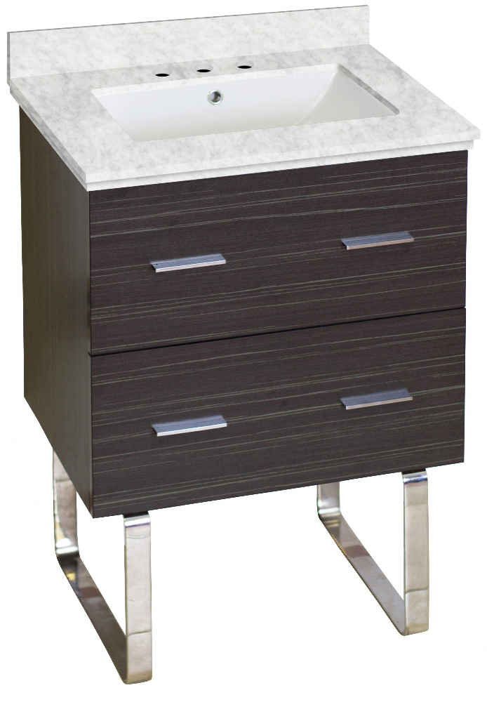 23.75-in. W Floor Mount Dawn Grey Vanity Set For 3H8-in. Drilling Bianca Carara Top White UM Sink