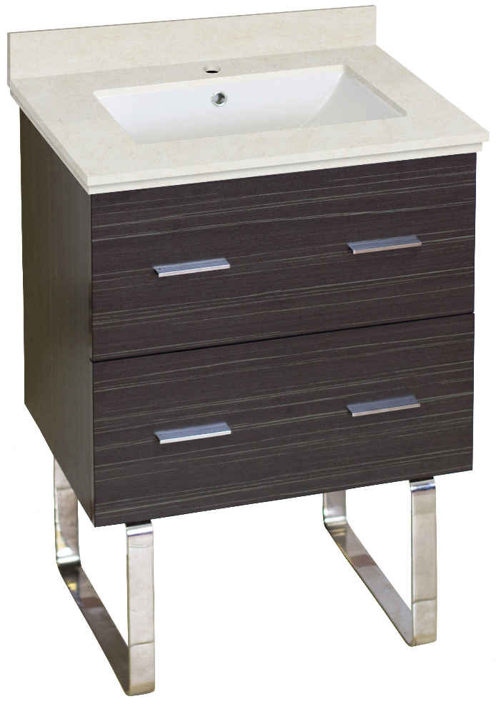 23.75-in. W Floor Mount Dawn Grey Vanity Set For 1 Hole Drilling Beige Top White UM Sink