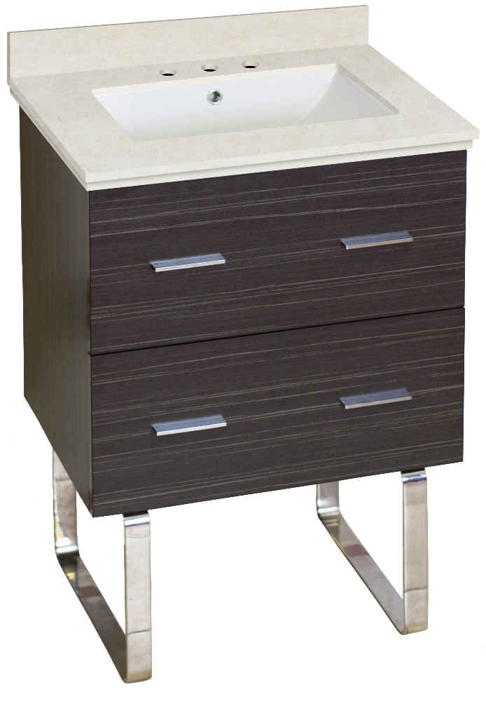 23.75-in. W Floor Mount Dawn Grey Vanity Set For 3H8-in. Drilling Beige Top White UM Sink