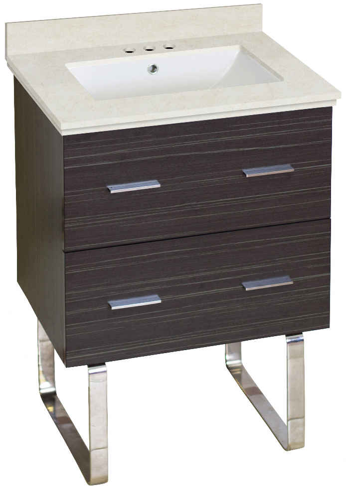 23.75-in. W Floor Mount Dawn Grey Vanity Set For 3H4-in. Drilling Beige Top White UM Sink