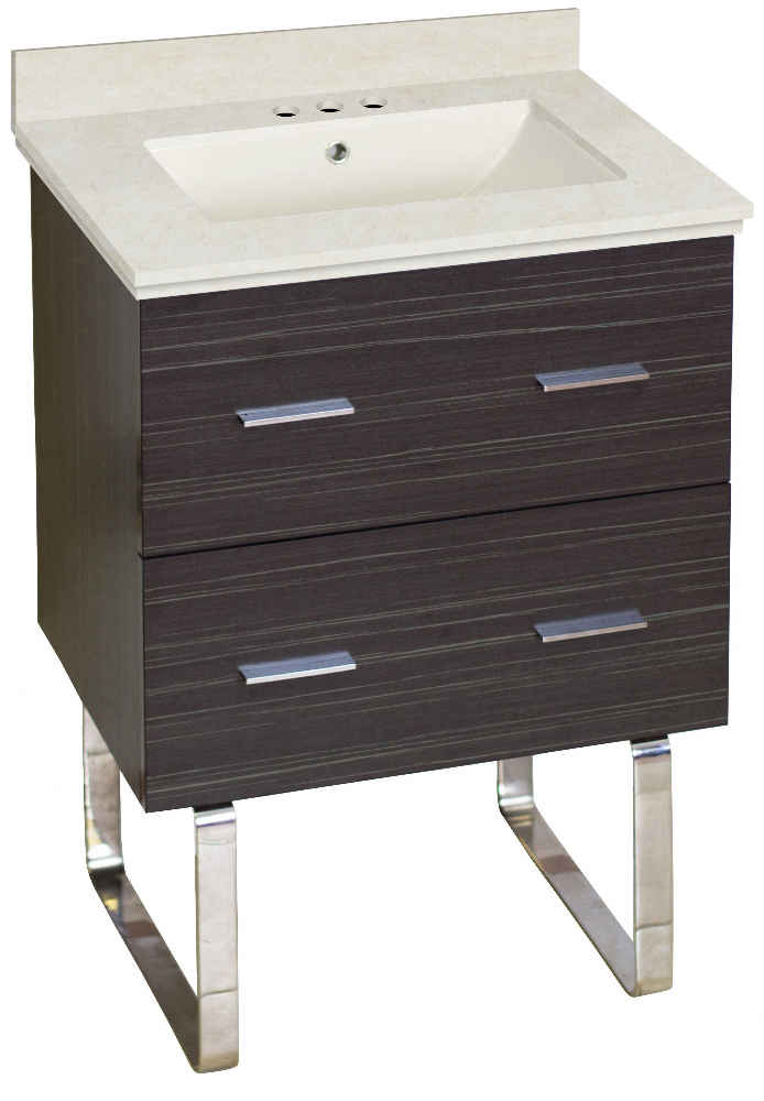 23.75-in. W Floor Mount Dawn Grey Vanity Set For 3H4-in. Drilling Beige Top Biscuit UM Sink