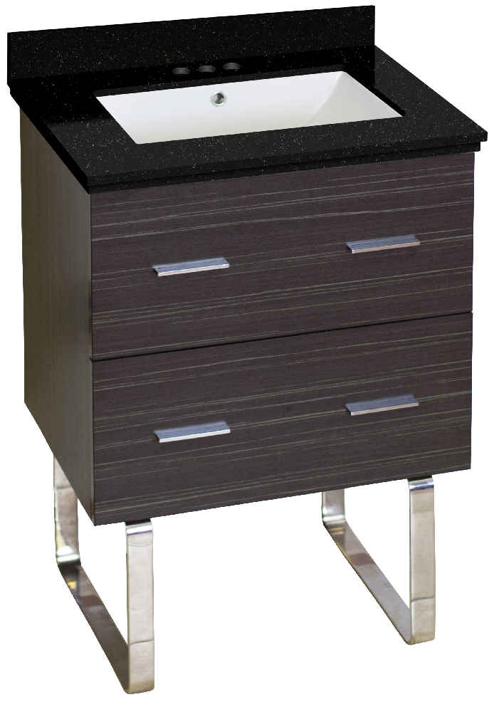 23.75-in. W Floor Mount Dawn Grey Vanity Set For 3H4-in. Drilling Black Galaxy Top White UM Sink