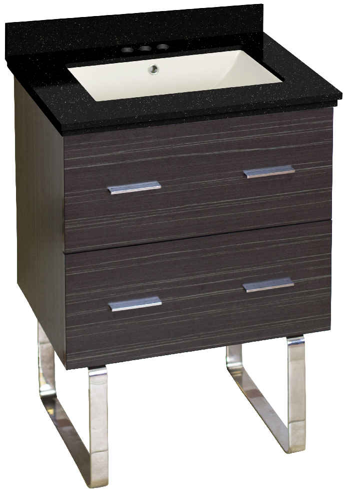 23.75-in. W Floor Mount Dawn Grey Vanity Set For 3H4-in. Drilling Black Galaxy Top Biscuit UM Sink