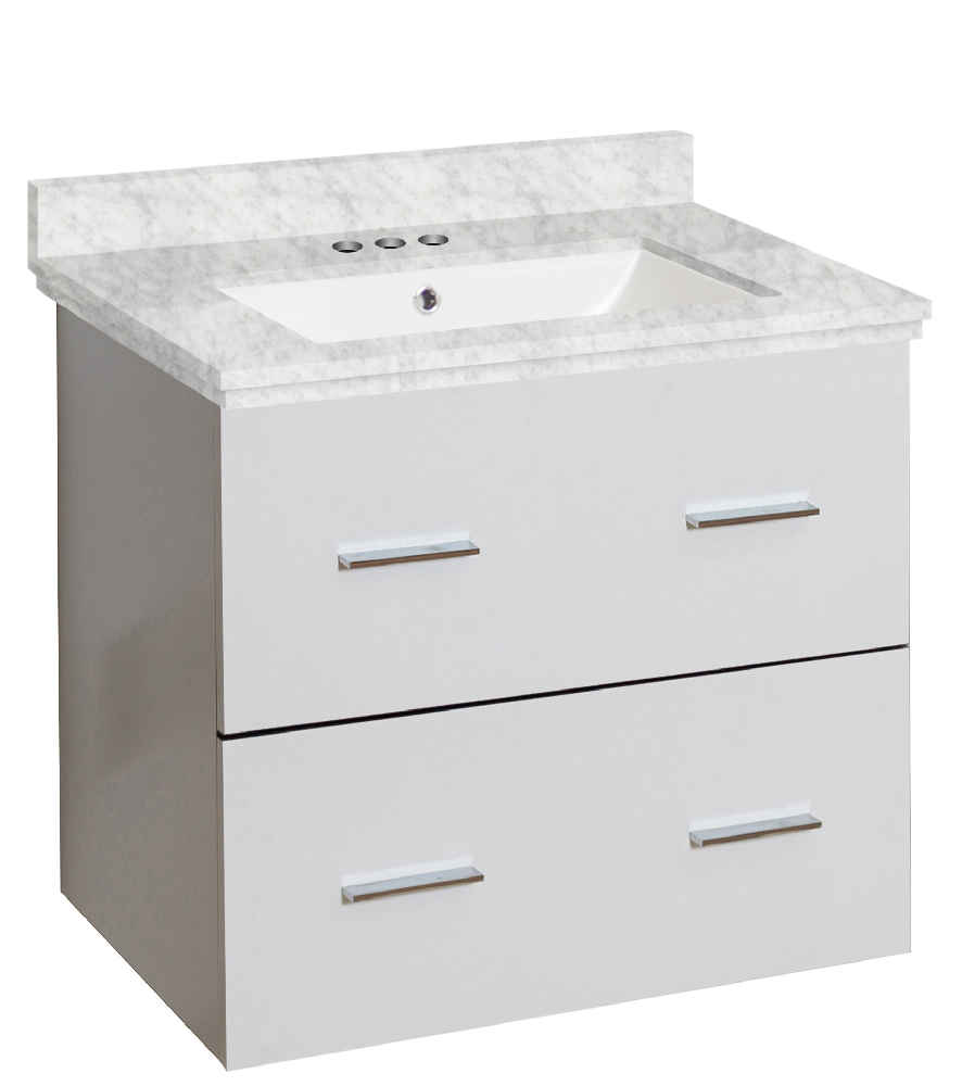 23.75-in. W Wall Mount White Vanity Set For 3H4-in. Drilling Bianca Carara Top White UM Sink