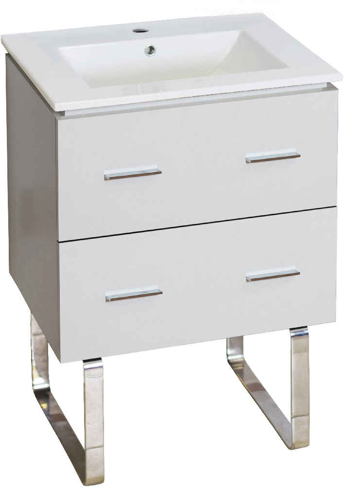 23.75-in. W Floor Mount White Vanity Set For 1 Hole Drilling 