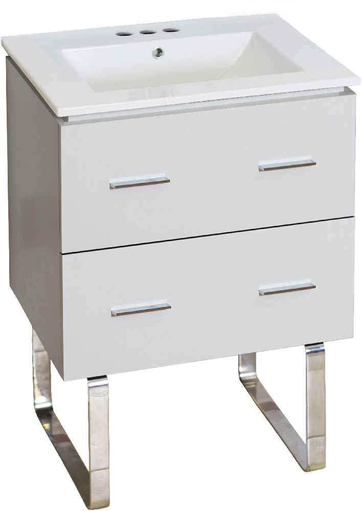 23.75-in. W Floor Mount White Vanity Set For 3H4-in. Drilling 