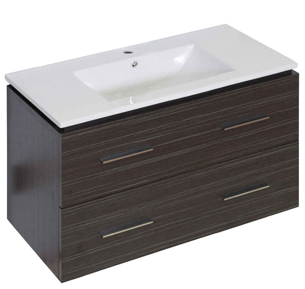35.5-in. W Wall Mount Dawn Grey Vanity Set For 1 Hole Drilling 