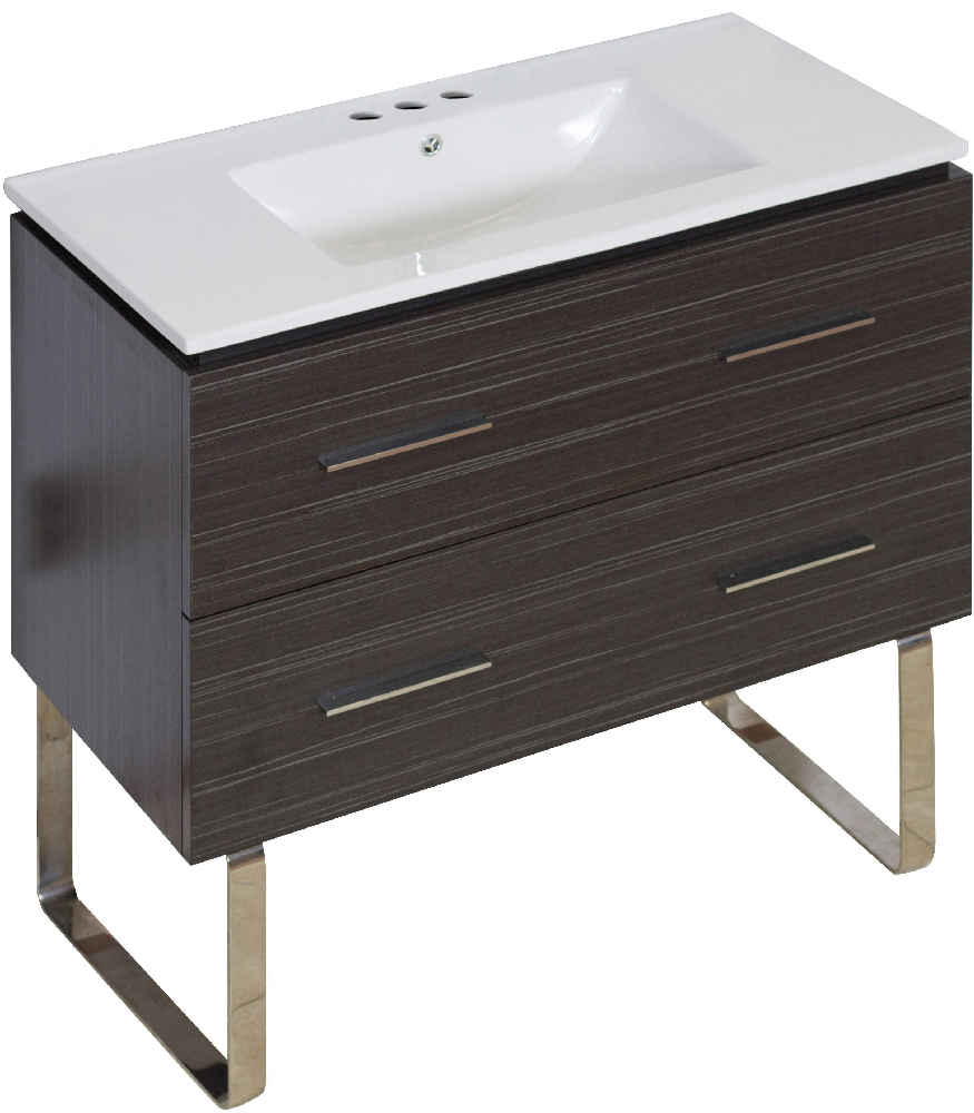 35.5-in. W Floor Mount Dawn Grey Vanity Set For 3H4-in. Drilling 