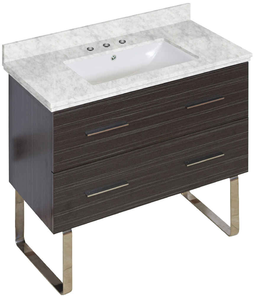 36-in. W Floor Mount Dawn Grey Vanity Set For 3H8-in. Drilling Bianca Carara Top White UM Sink