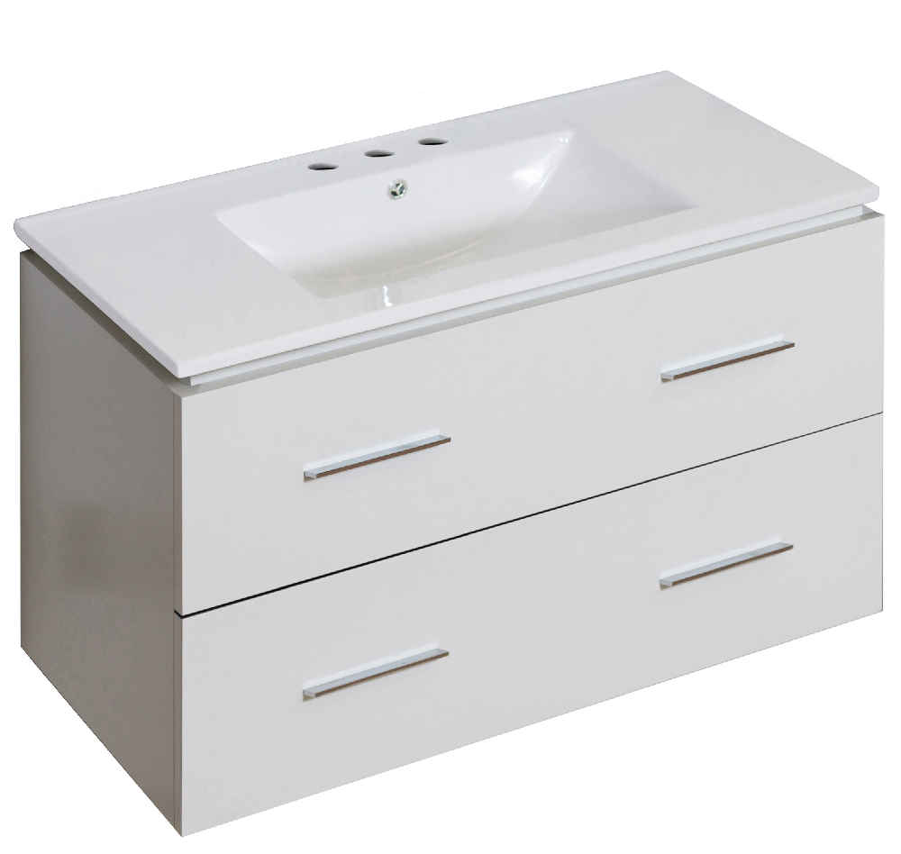 35.5-in. W Wall Mount White Vanity Set For 3H8-in. Drilling 