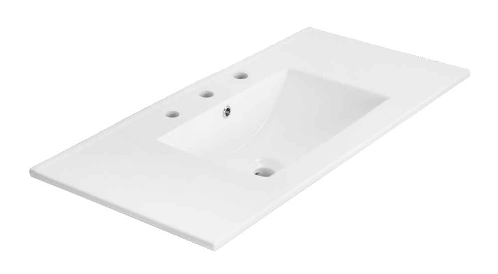35.5-in. W Floor Mount White Vanity Set For 3H8-in. Drilling