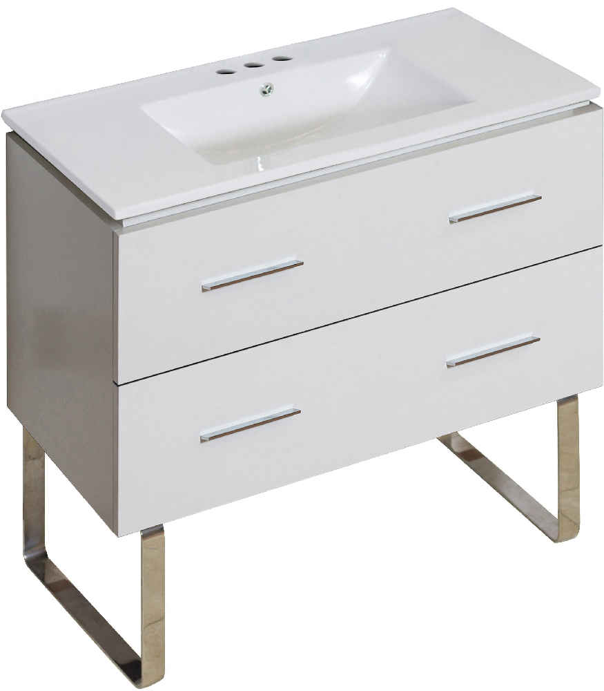35.5-in. W Floor Mount White Vanity Set For 3H4-in. Drilling 