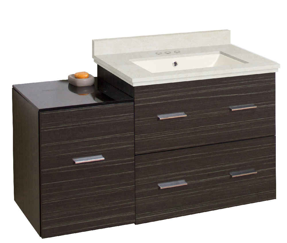 37.75-in. W Wall Mount Dawn Grey Vanity Set For 3H4-in. Drilling Beige Top Biscuit UM Sink
