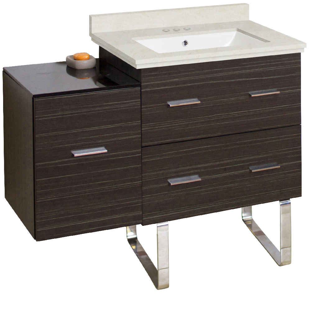 37.75-in. W Floor Mount Dawn Grey Vanity Set For 3H4-in. Drilling Beige Top White UM Sink
