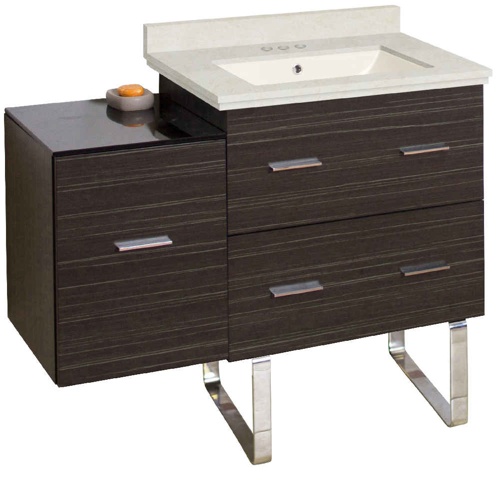 37.75-in. W Floor Mount Dawn Grey Vanity Set For 3H4-in. Drilling Beige Top Biscuit UM Sink