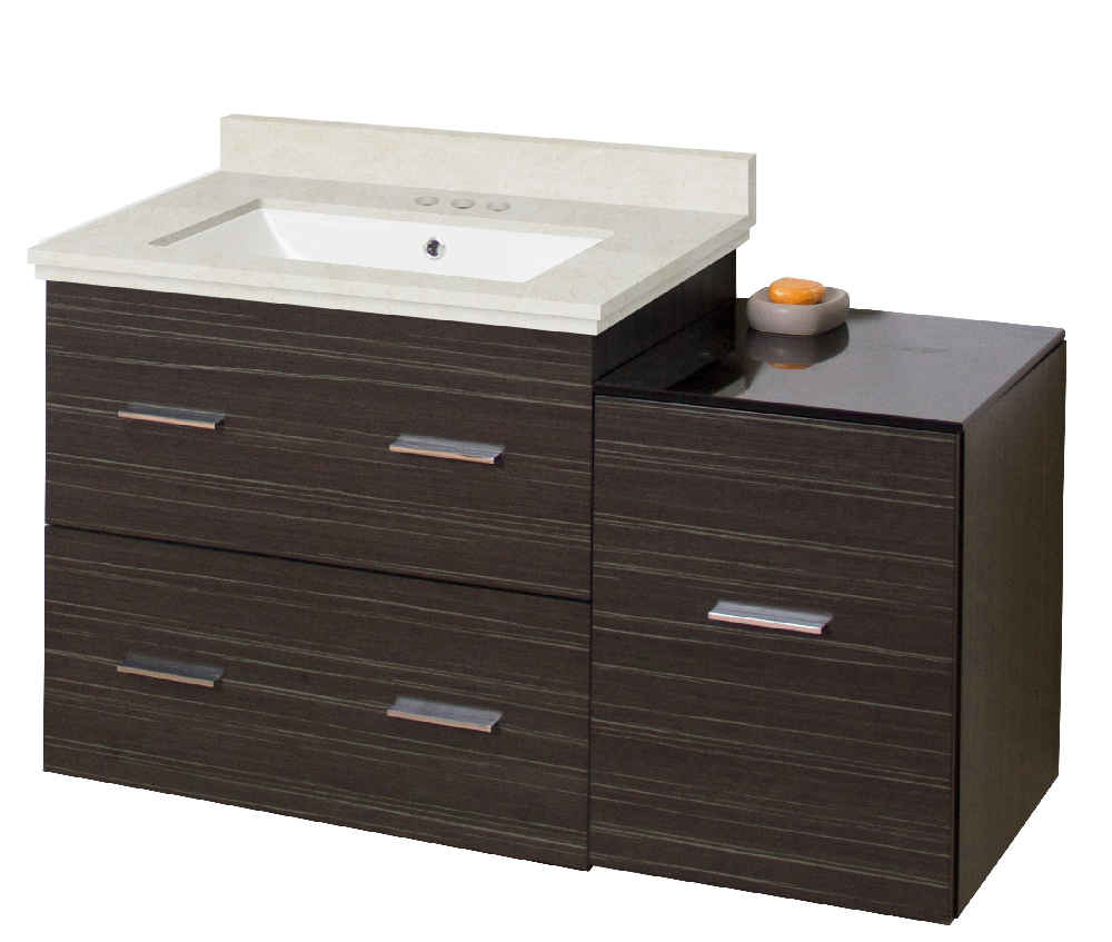 37.75-in. W Wall Mount Dawn Grey Vanity Set For 3H4-in. Drilling Beige Top White UM Sink