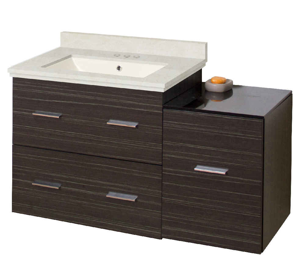37.75-in. W Wall Mount Dawn Grey Vanity Set For 3H4-in. Drilling Beige Top Biscuit UM Sink
