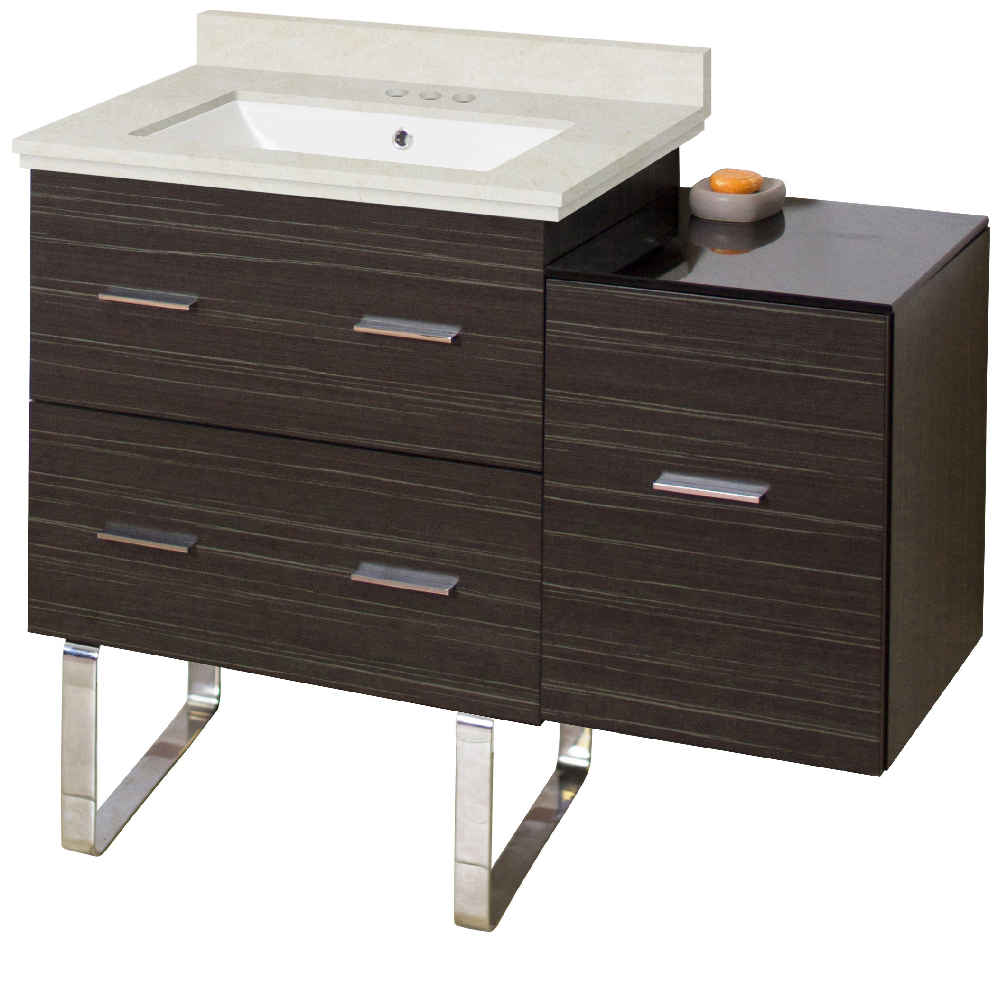 37.75-in. W Floor Mount Dawn Grey Vanity Set For 3H4-in. Drilling Beige Top White UM Sink