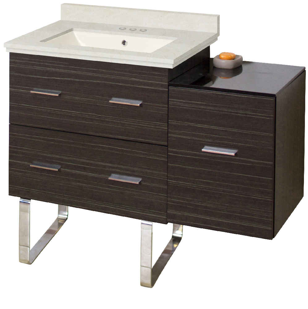 37.75-in. W Floor Mount Dawn Grey Vanity Set For 3H4-in. Drilling Beige Top Biscuit UM Sink