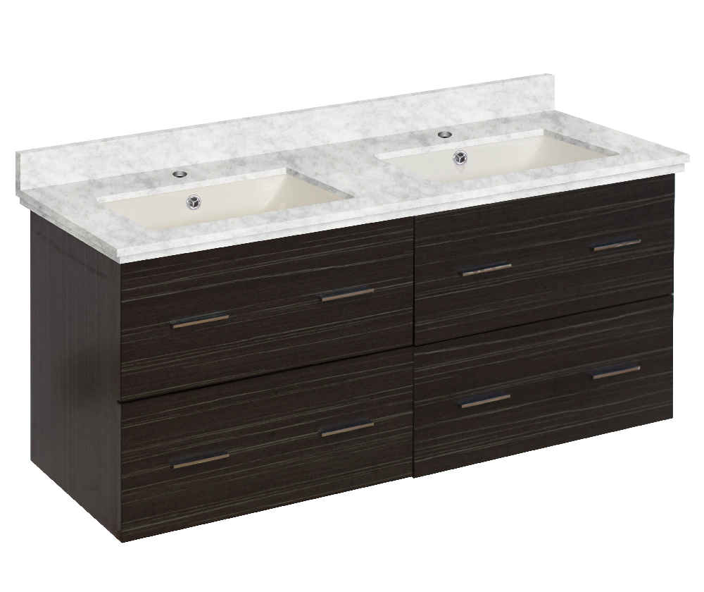 47.5-in. W Wall Mount Dawn Grey Vanity Set For 1 Hole Drilling Bianca Carara Top Biscuit UM Sink