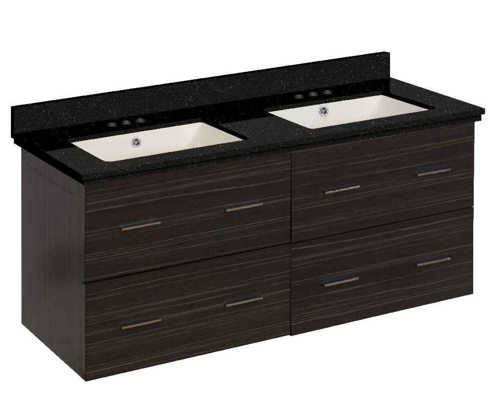 47.5-in. W Wall Mount Dawn Grey Vanity Set For 3H4-in. Drilling Black Galaxy Top Biscuit UM Sink